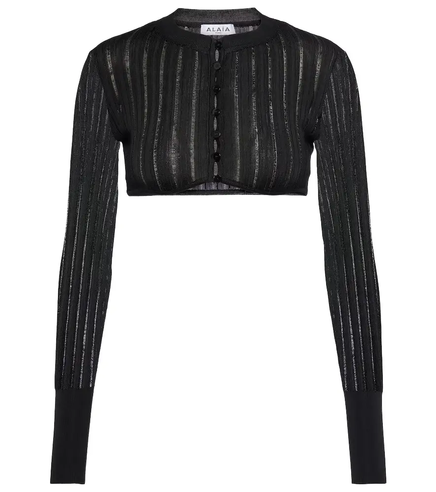Alaia Alaïa Ribbed-knit cropped cardigan
