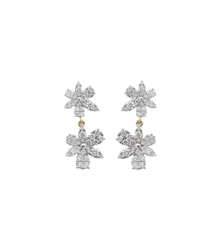 Stone and Strand Grand Magnolia 14kt gold drop earrings with diamonds