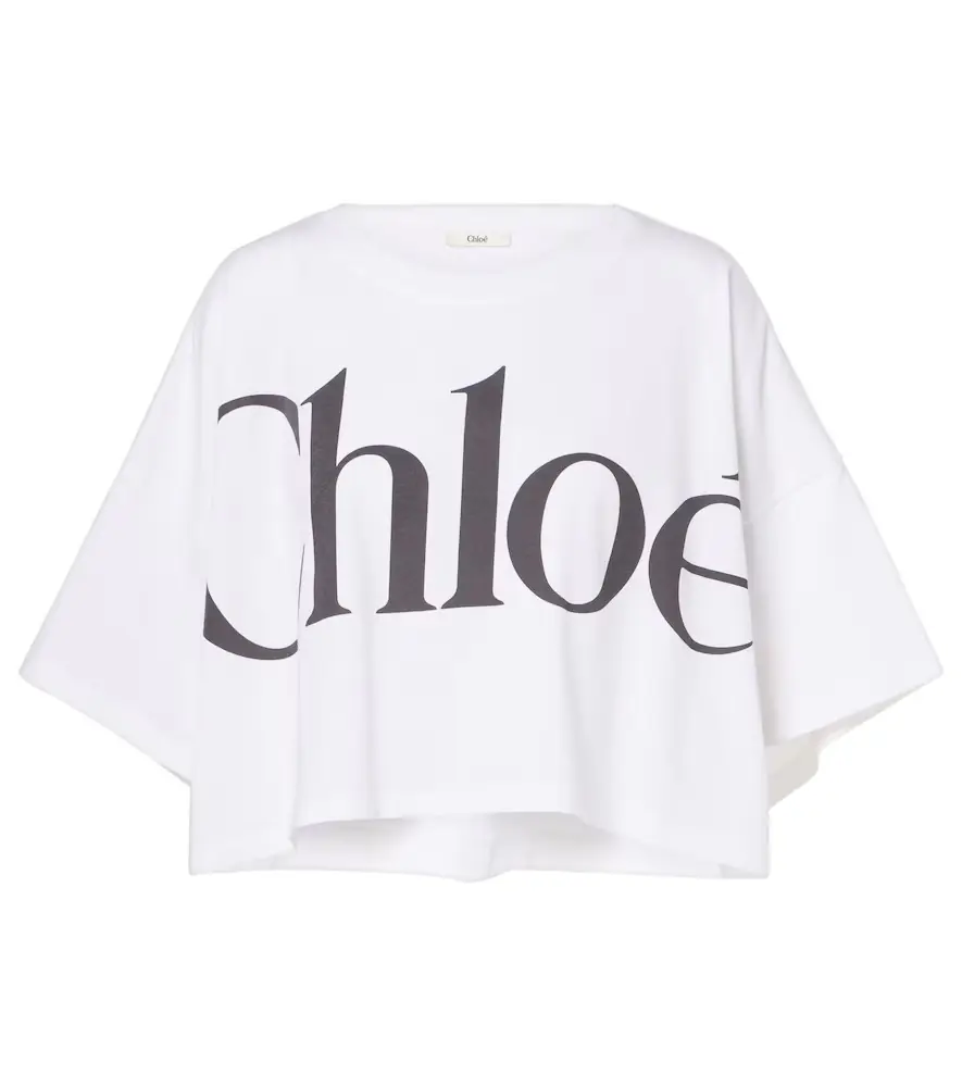 Chloe Chloé Logo cropped cotton jersey T-shirt