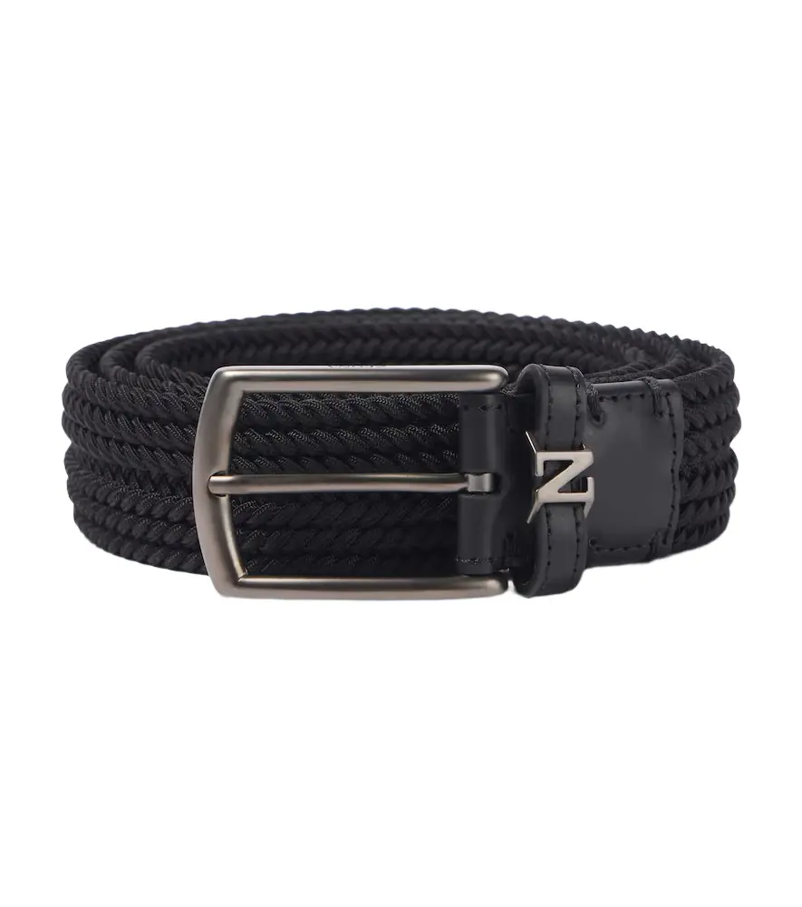Zegna Woven leather-trimmed belt