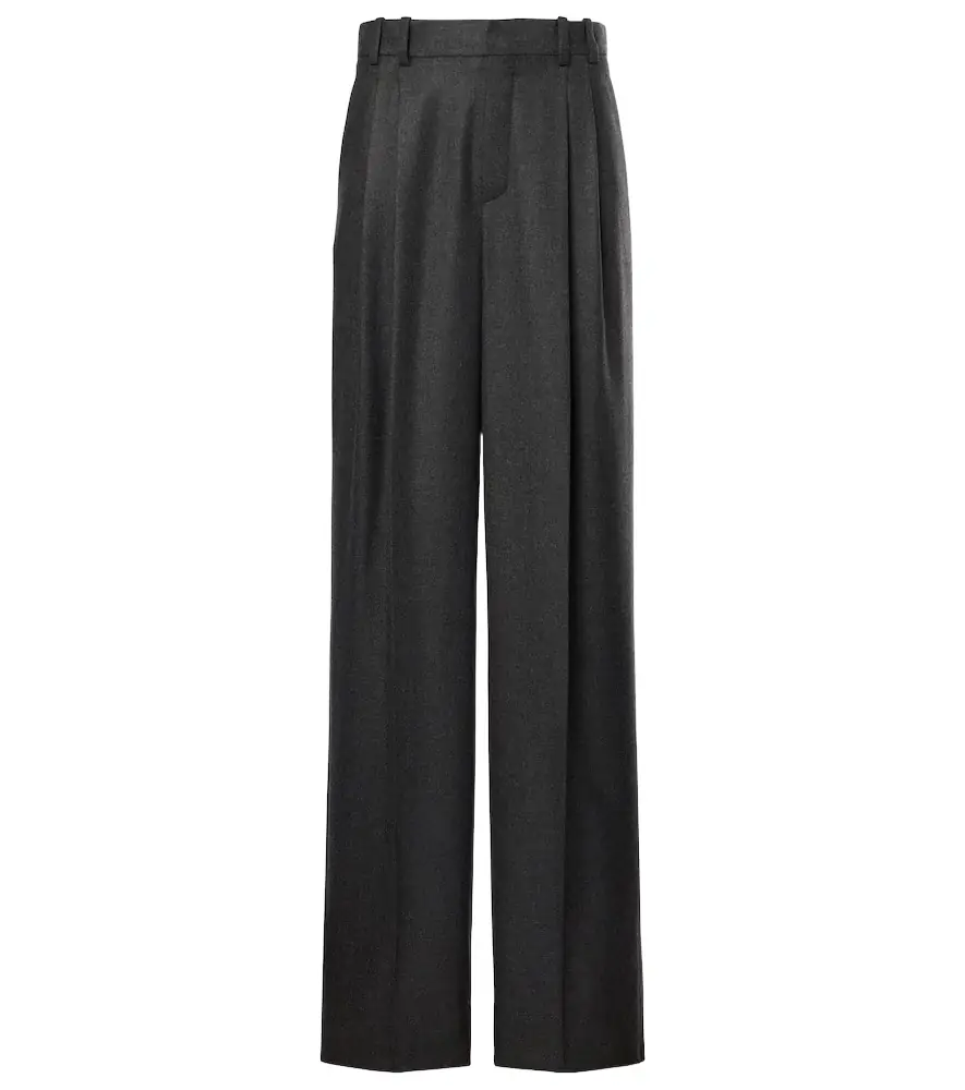 Saint Laurent Pleated cashmere wide-leg pants