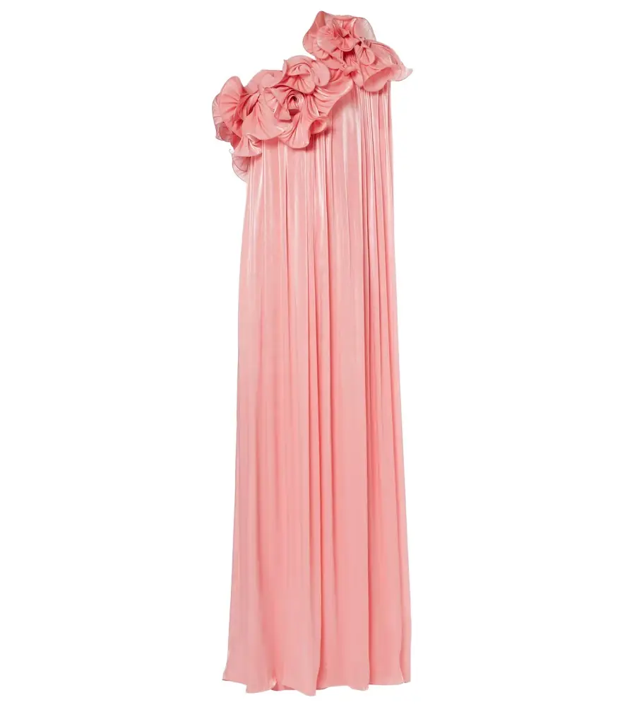 Costarellos Charmain plissé georgette gown