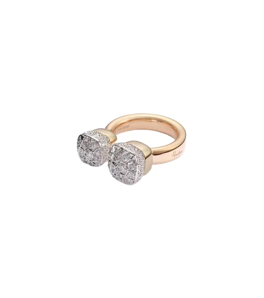 Pomellato Nudo 18kt rose and white gold ring with diamonds