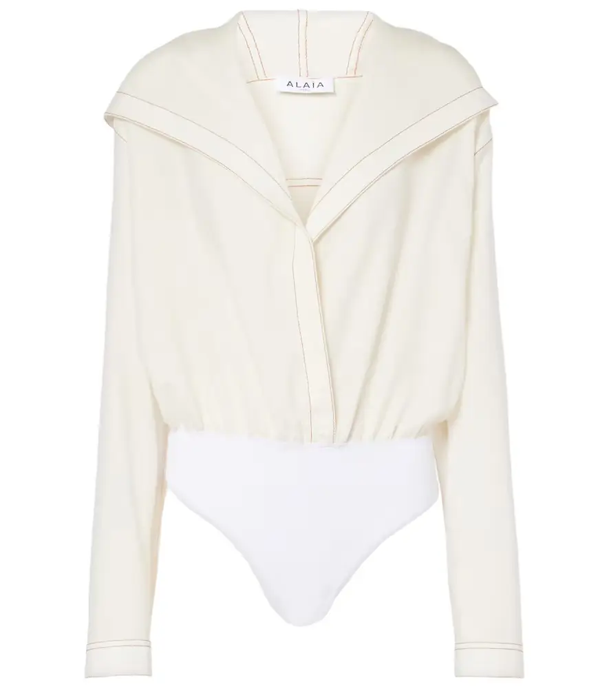Alaia Alaïa Hooded wool-blend bodysuit