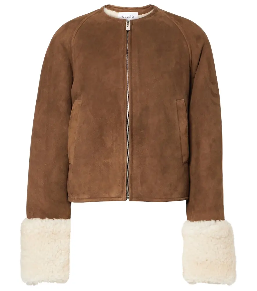 Alaia Alaïa Shearling-trimmed suede jacket