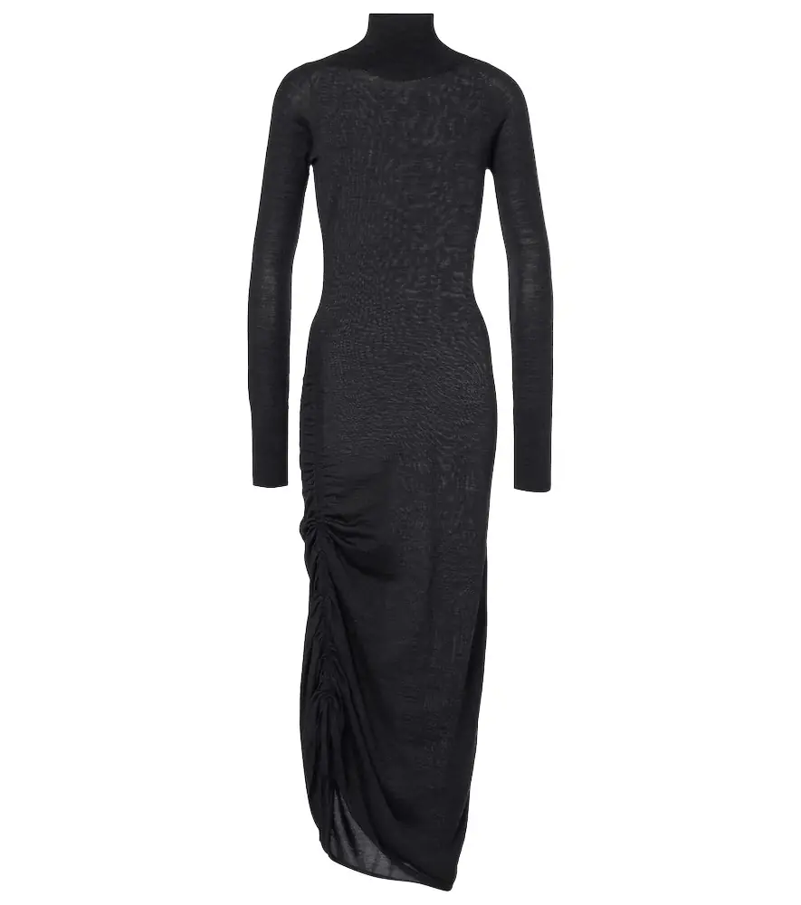 Alaia Alaïa Draped wool turtleneck dress
