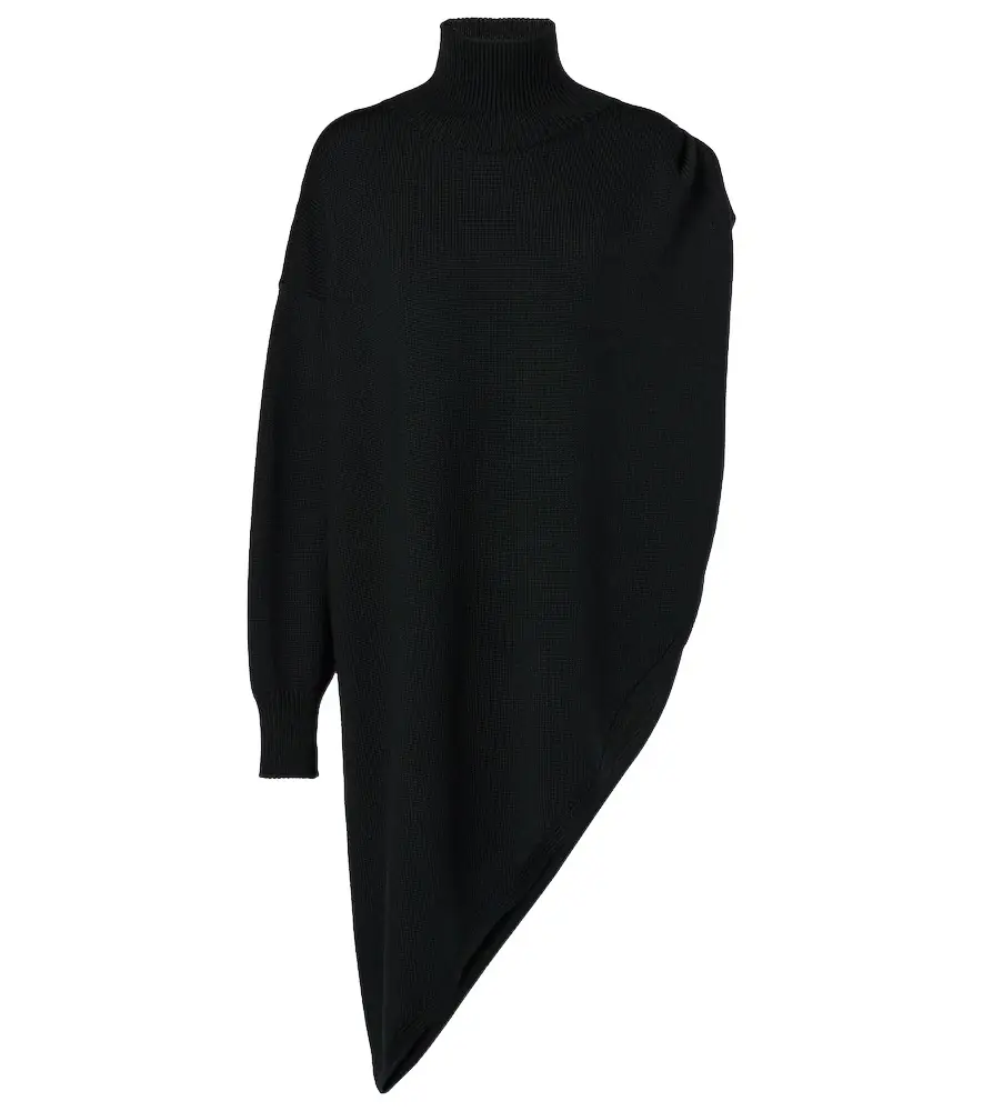 Alaia Alaïa Asymmetric caped turtleneck sweater