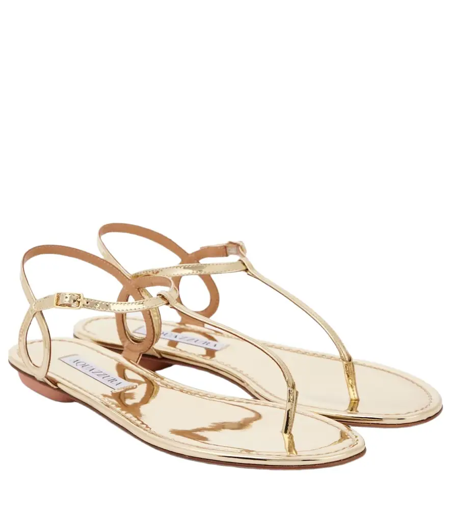 Aquazzura Almost Bare metallic leather thong sandals