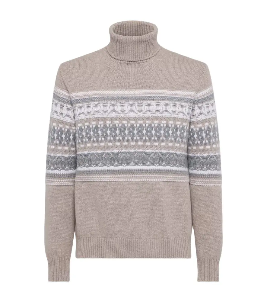 Zegna Jacquard cashmere turtleneck sweater