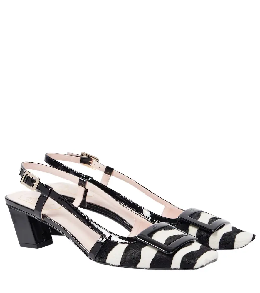 Roger Vivier Belle Vivier 45 calf hair slingback pumps