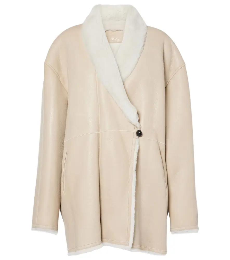Isabel Marant Elanore shearling-trimmed leather coat