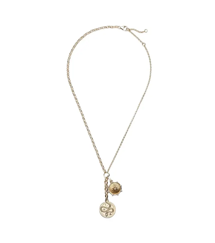 FoundRae Wholeness & True Love 18kt gold charm necklace with diamonds
