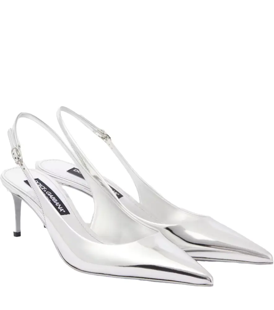 Dolce & Gabbana Metallic leather slingback pumps