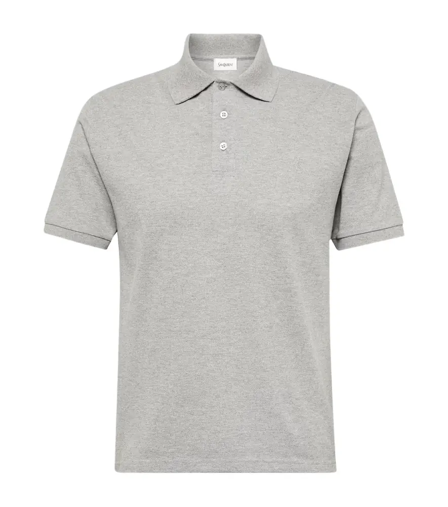 Saint Laurent Cassandre cotton-blend piqué T-shirt