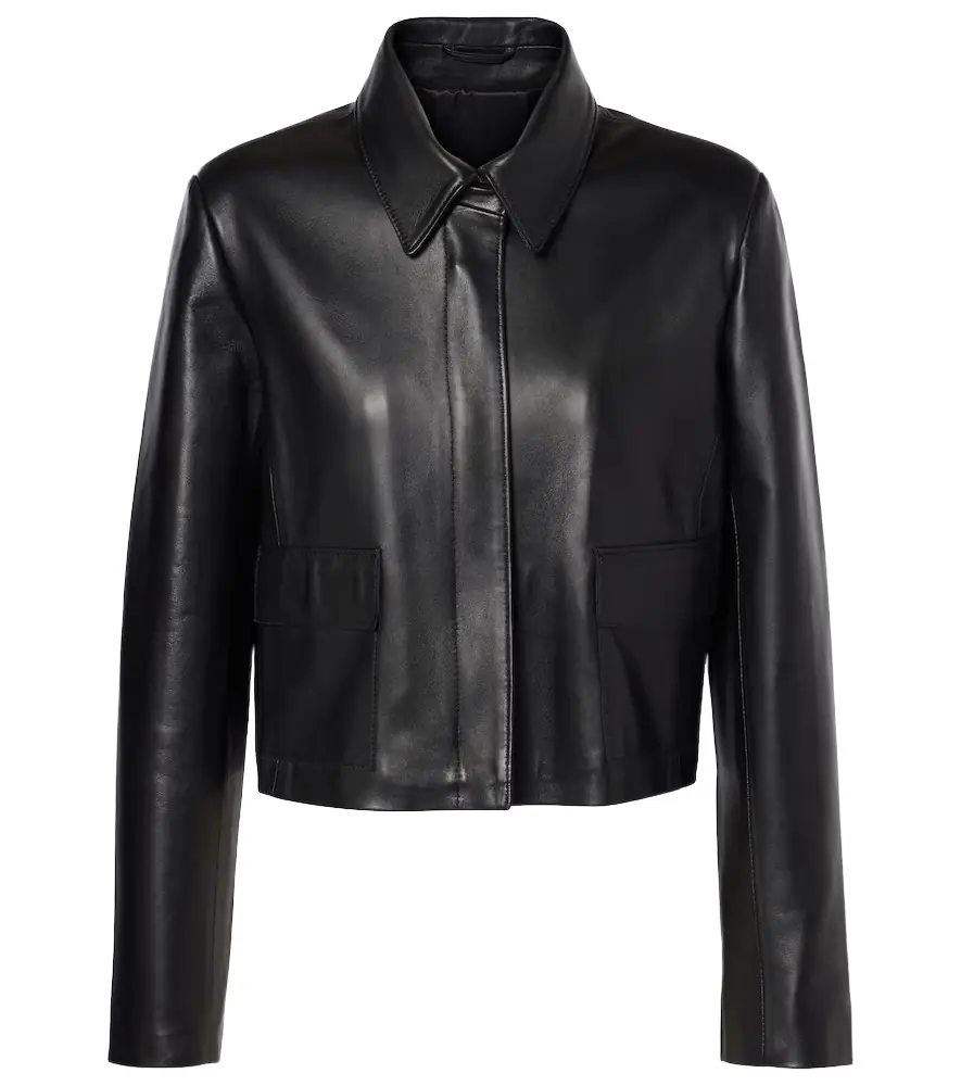 Nour Hammour Bleeker cropped leather jacket