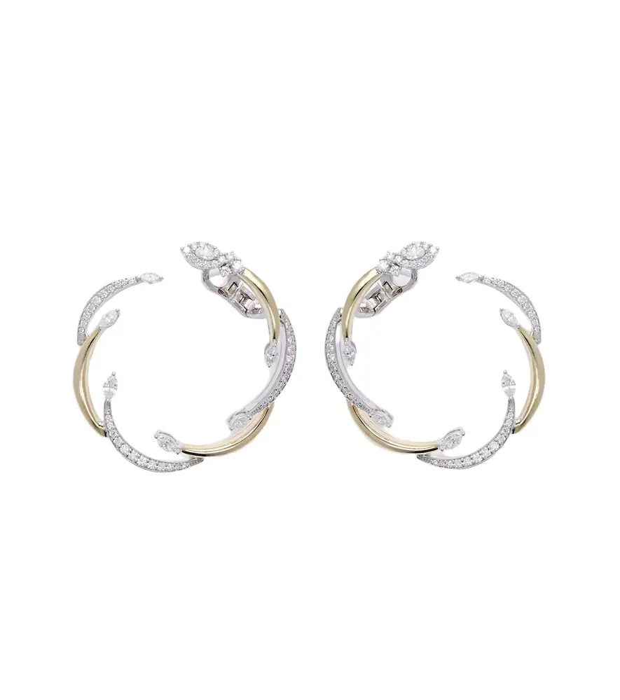 Yeprem Golden Strada 18kt yellow and white gold hoop earrings with diamonds