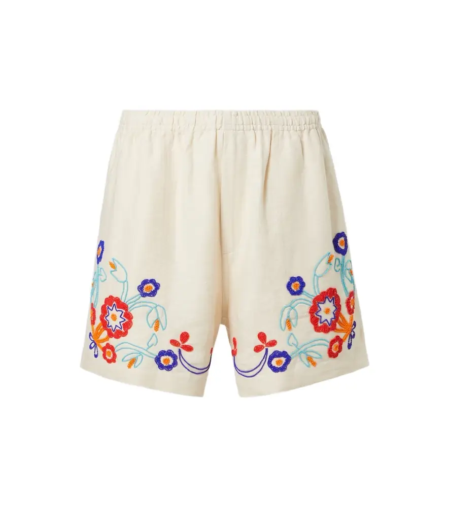 Bode Garden Party beaded linen shorts