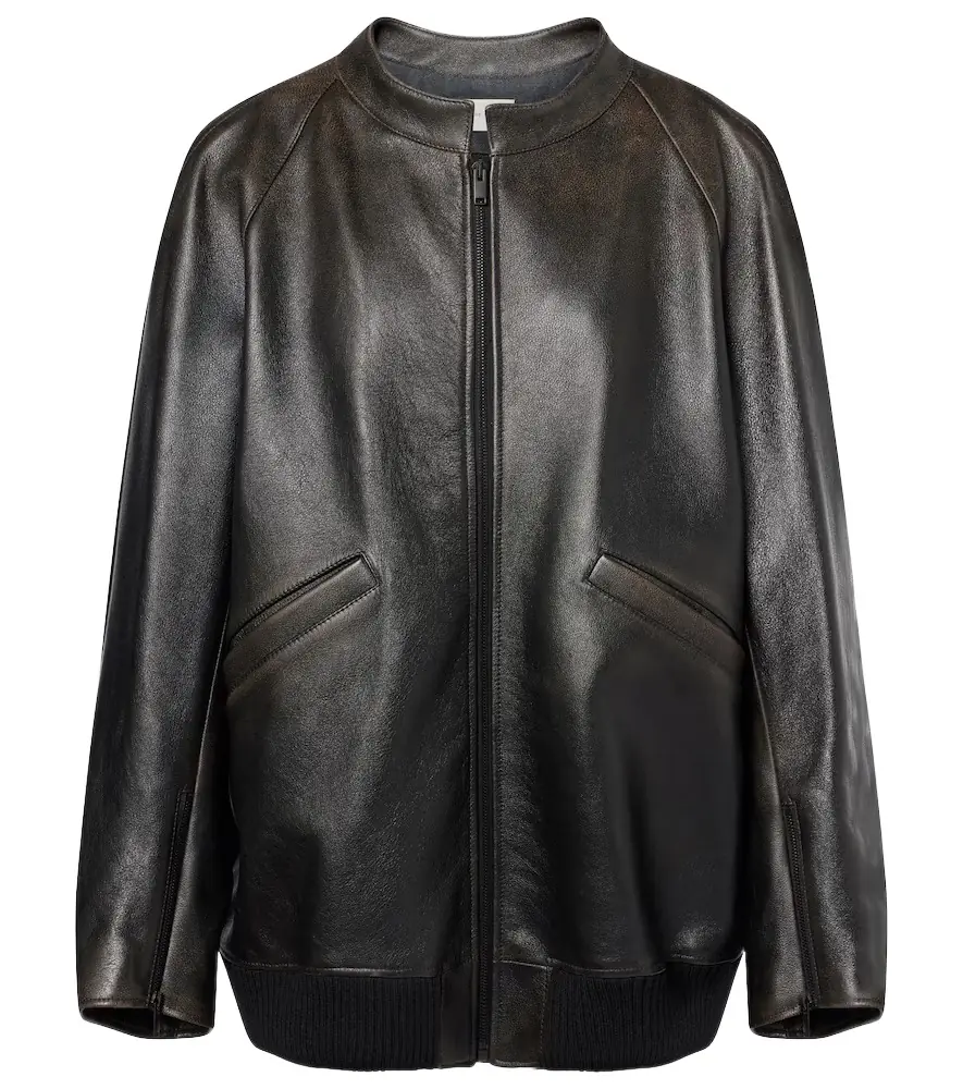The Row Kengia leather bomber jacket