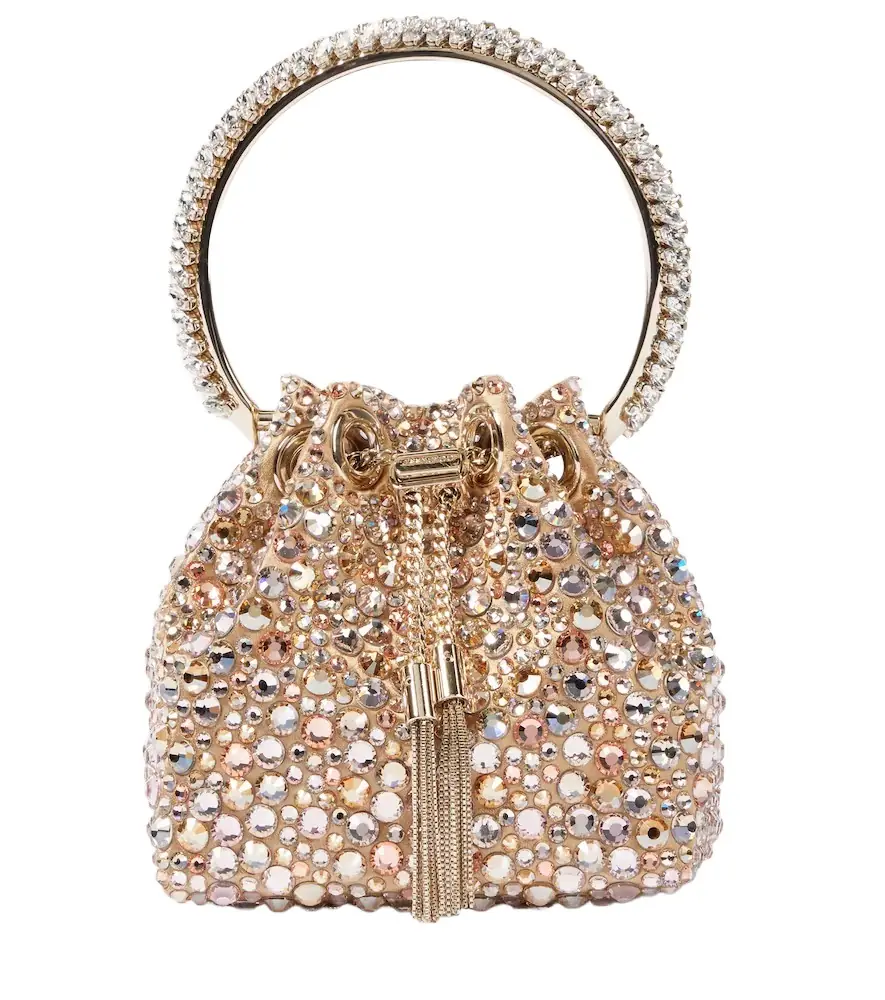 Jimmy Choo Bon Bon Micro embellished satin bucket bag