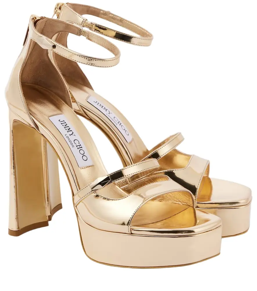 Jimmy Choo Claressa metallic leather platform sandals - Women's Shoes