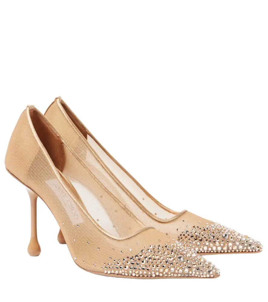 Jimmy Choo Ixia 95 embellished mesh pumps - Women's Shoes