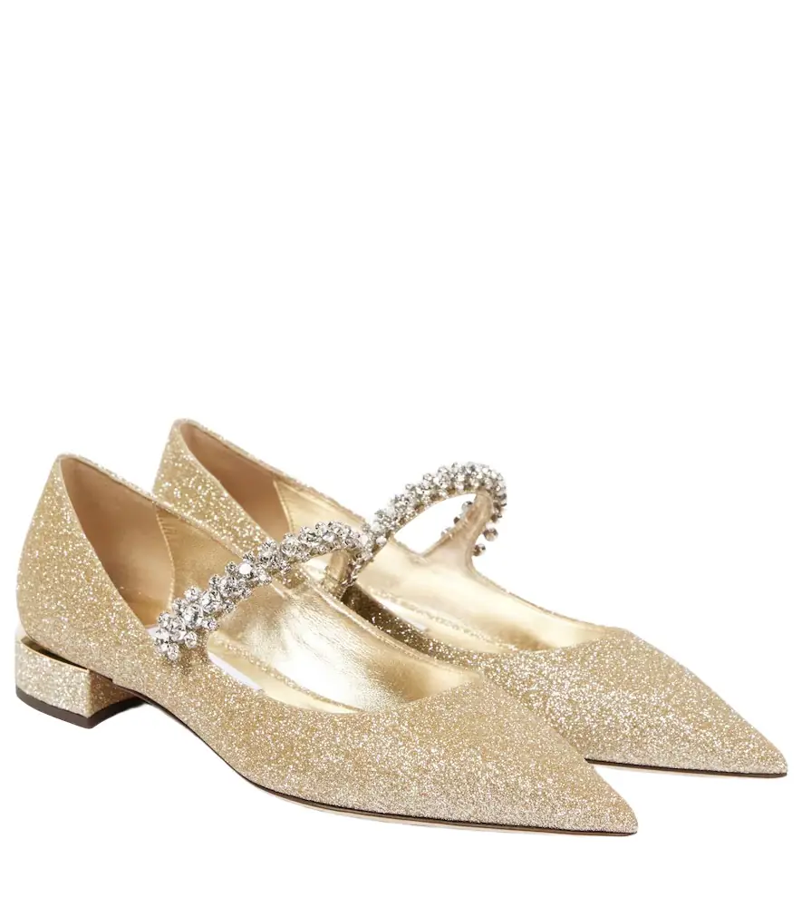 Jimmy Choo Bing embellished glitter Mary Jane flats - Women's Shoes
