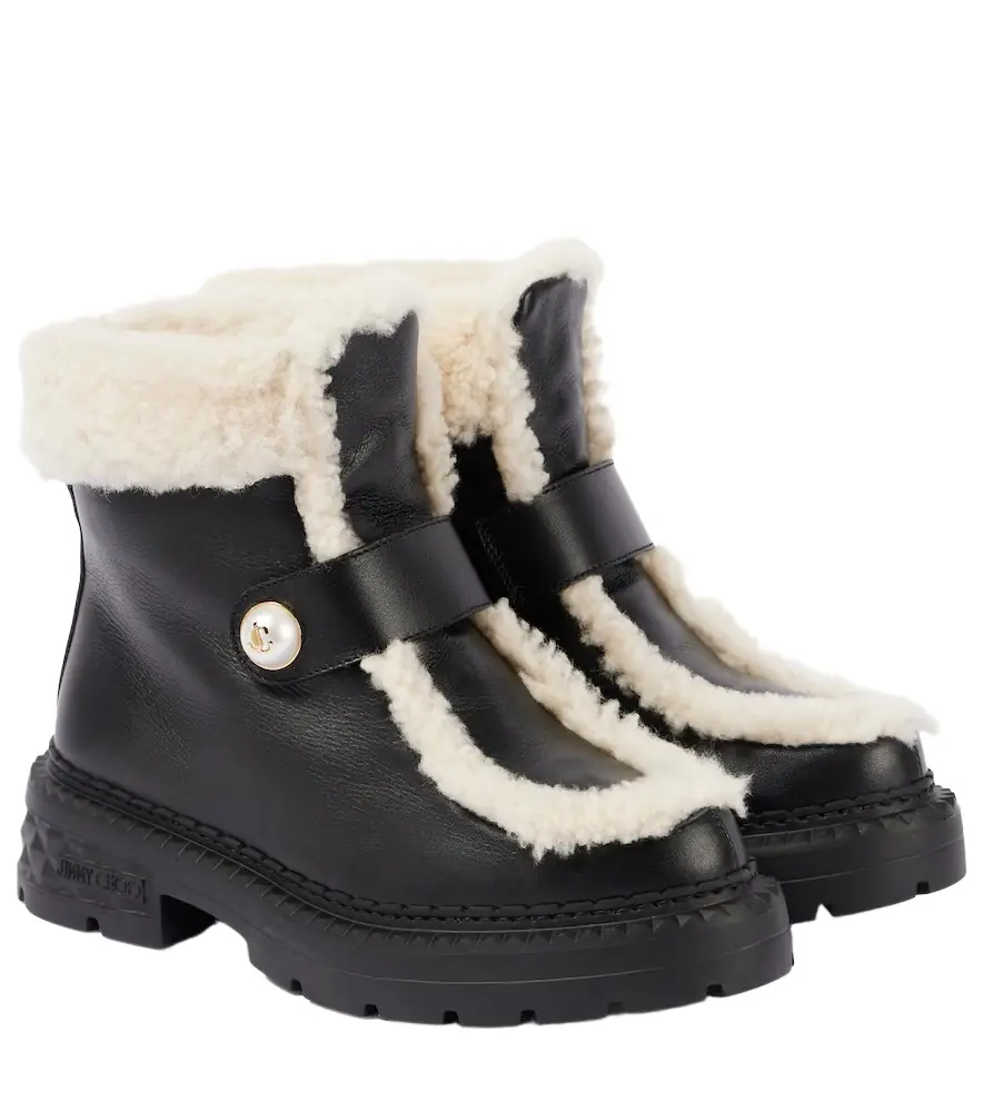 Jimmy Choo Shea shearling-lined leather ankle boots - Women's Shoes