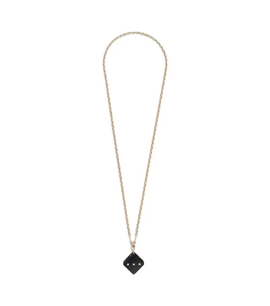 Marie Lichtenberg Dado Jumbo 18kt gold and wood pendant necklace with diamonds
