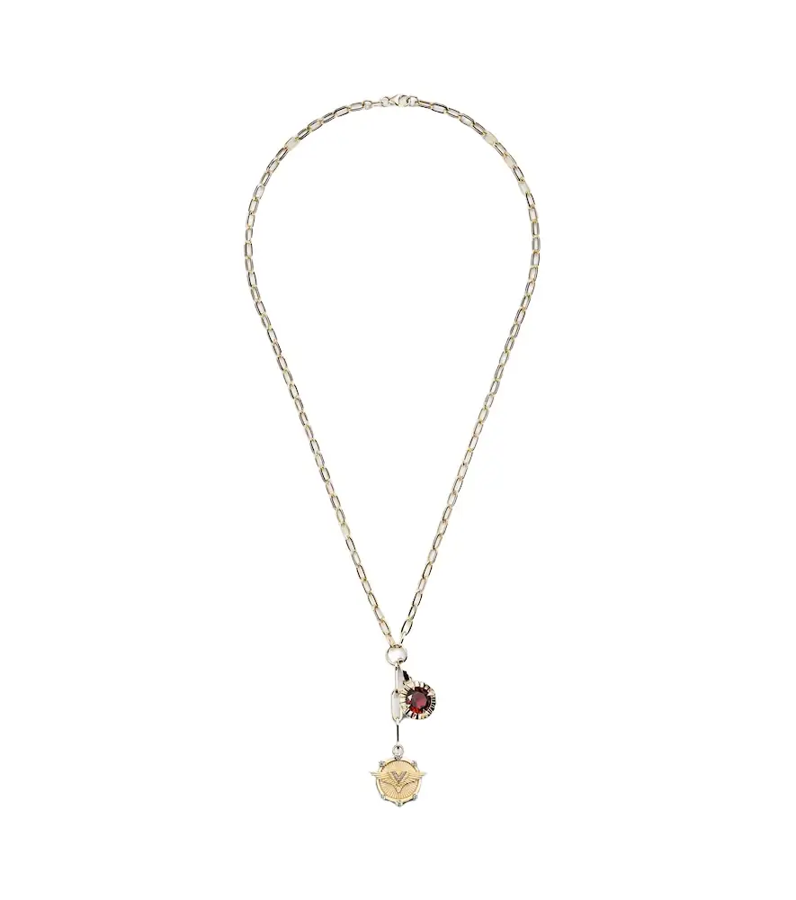 FoundRae Vivacity & Internal Compass 18kt gold necklace with diamonds