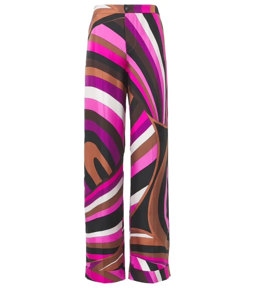 Pucci Iride high-rise silk twill wide-leg pants