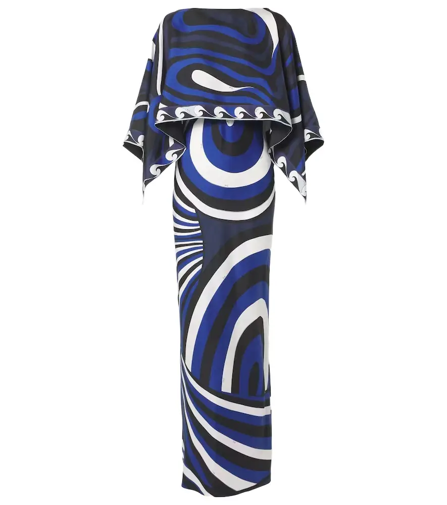 Pucci Iride silk slip dress and cape set