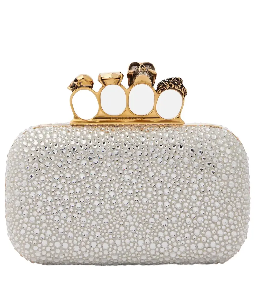 McQueen Knuckle embellished leather clutch