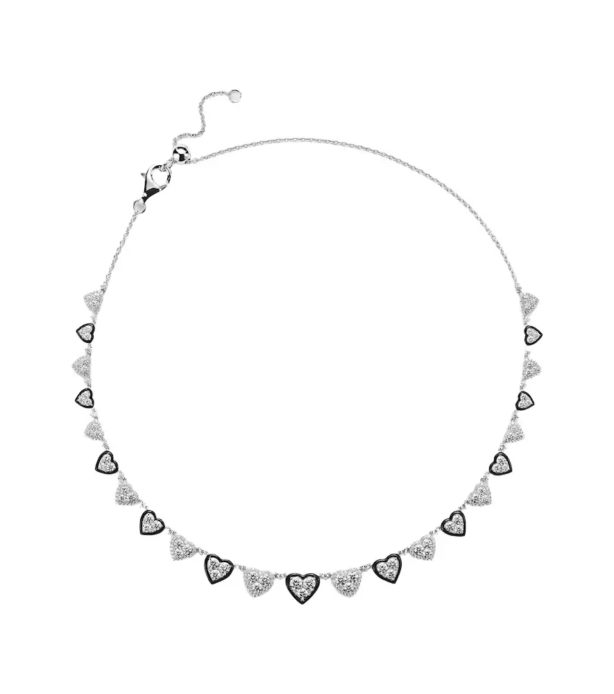 Kamyen 18kt white gold (750/1000) and enamel choker with diamonds