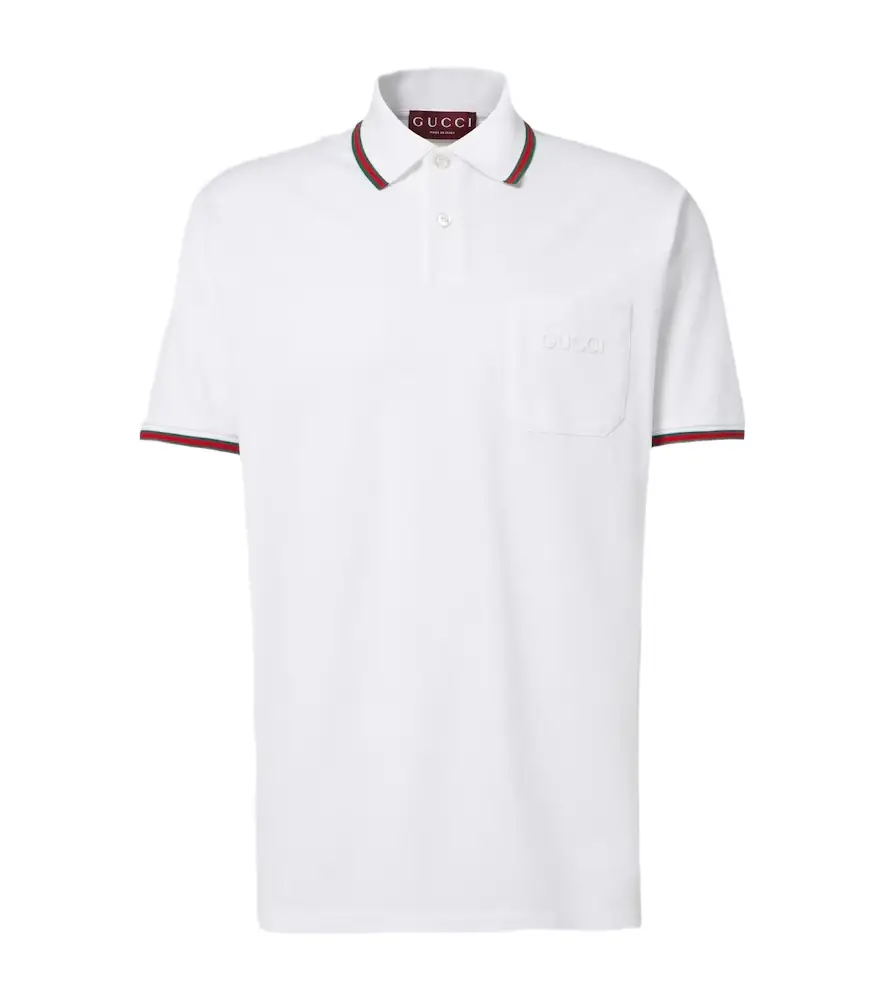 Gucci Web Stripe cotton-blend piqué polo shirt