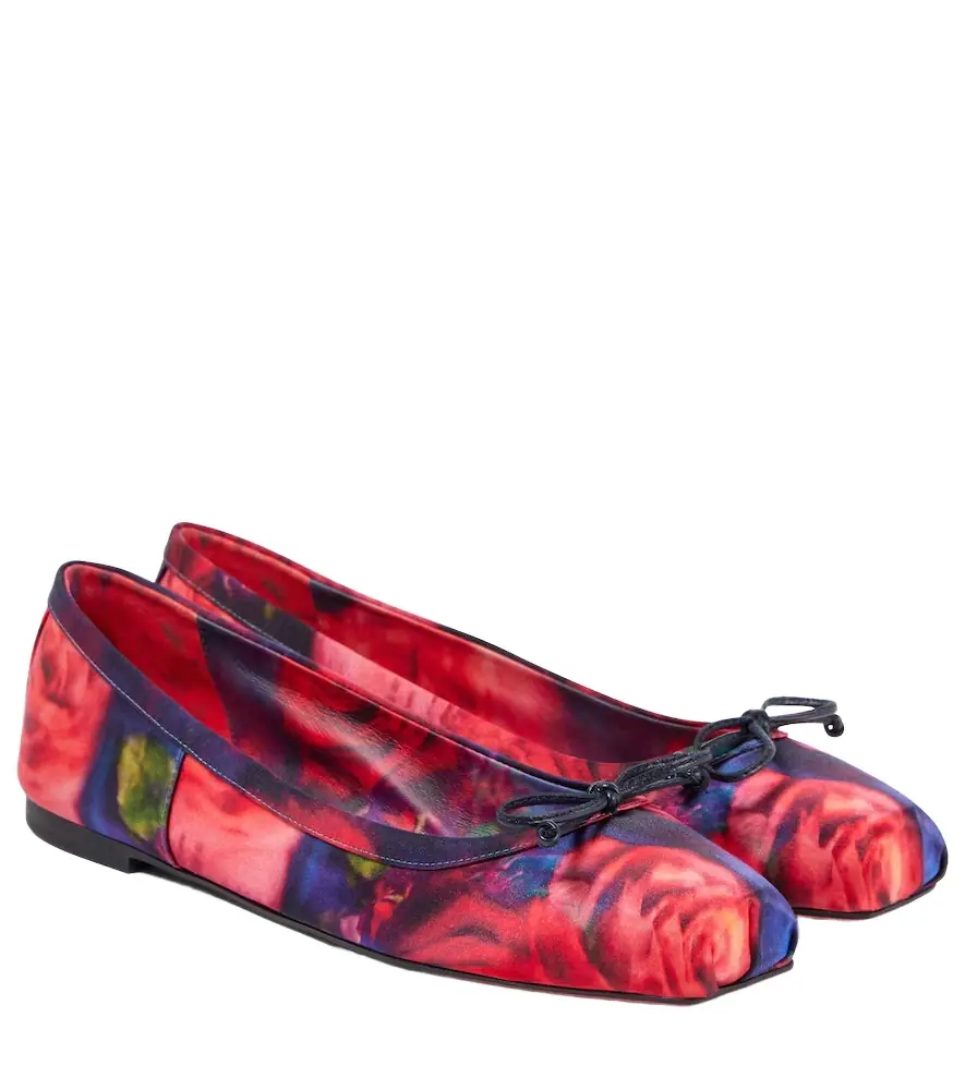 Christian Louboutin Mamadrague floral satin ballet flats