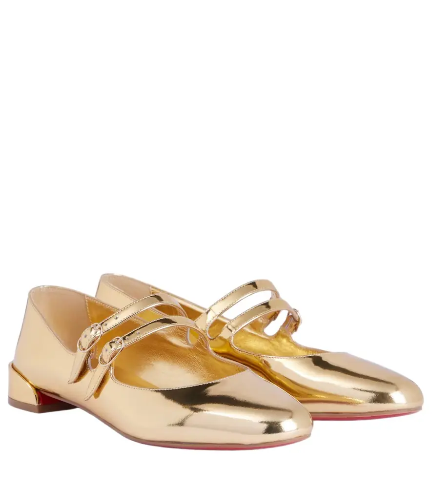 Christian Louboutin Sweet Jane mirrored leather Mary Jane flats