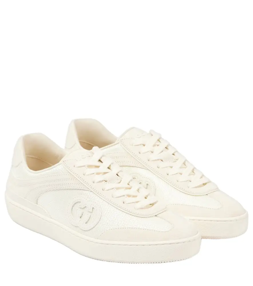 Gucci G74 suede-trimmed sneakers