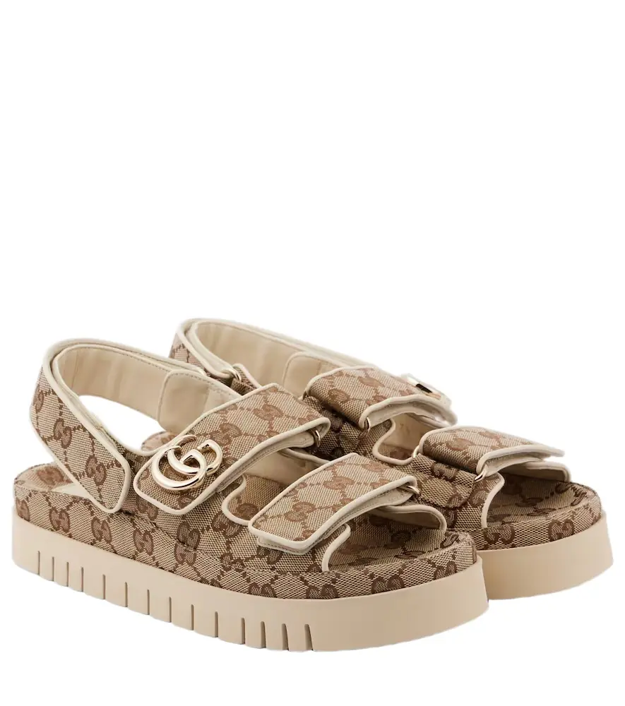 Gucci New Marmont GG leather-trimmed sandals