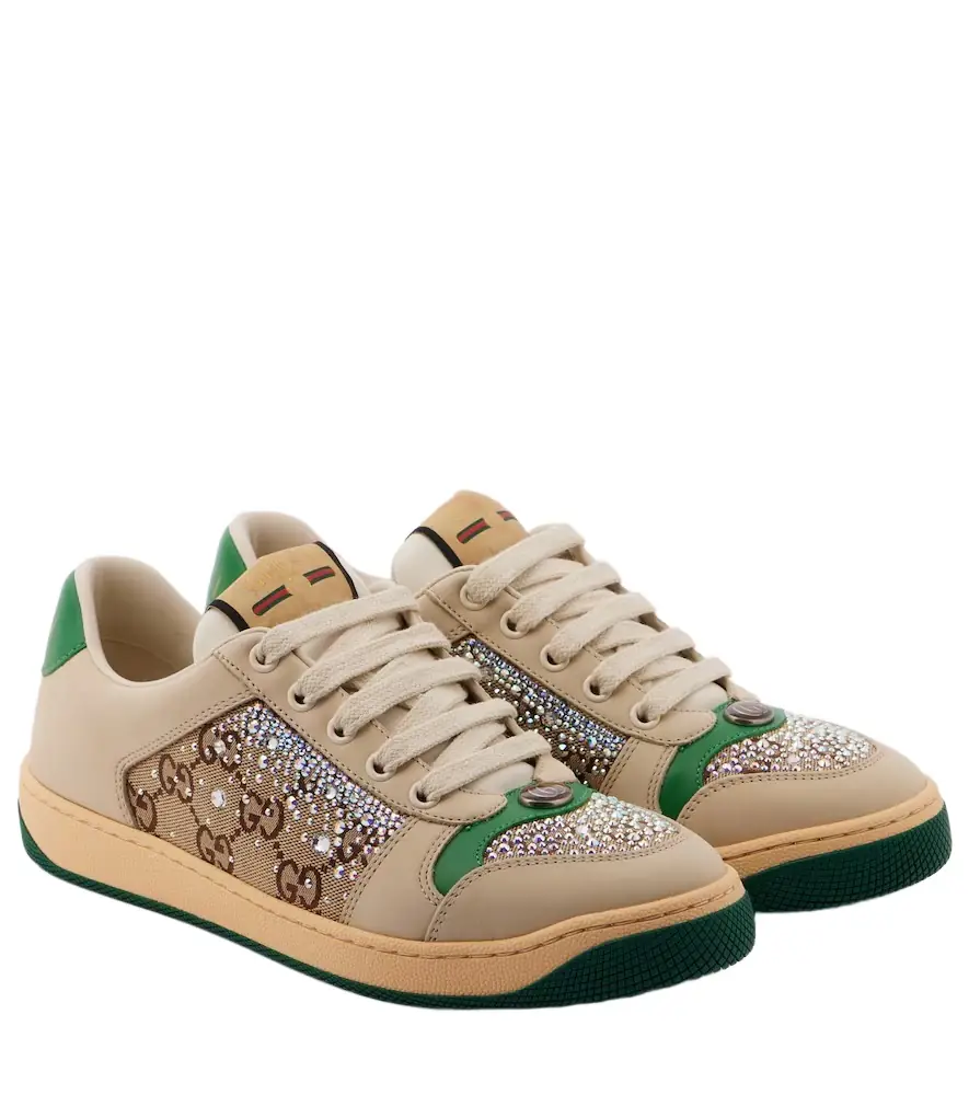 Gucci Screener embellished leather sneakers