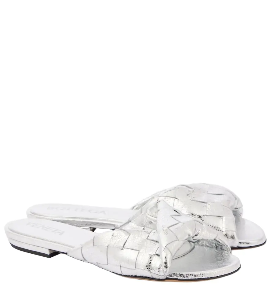 Bottega Veneta Blink Intrecciato metallic leather mules