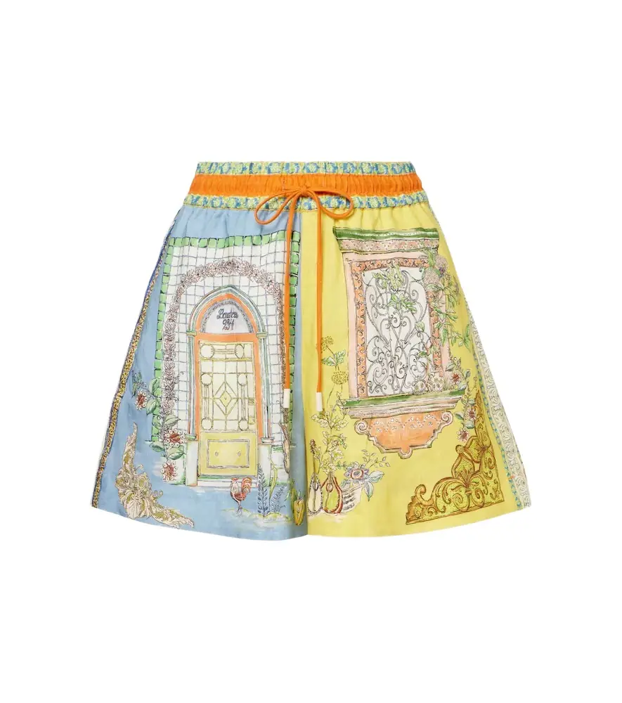 Alemais Alémais Monte printed high-rise linen shorts