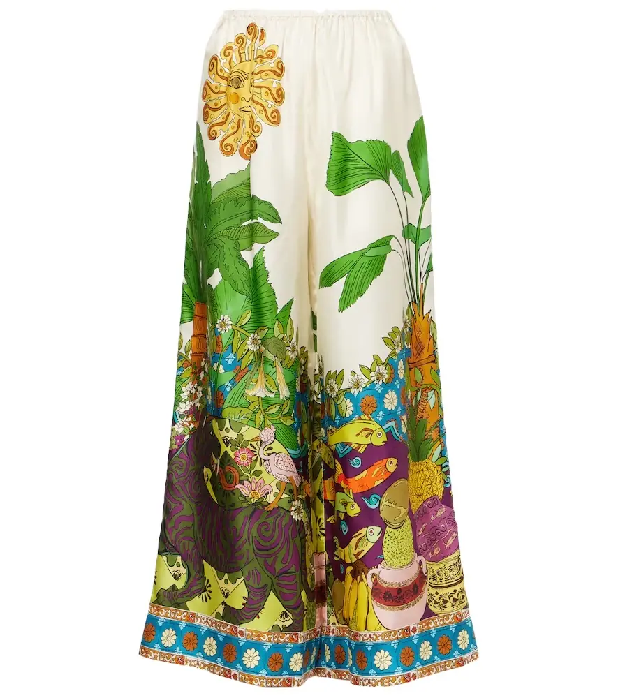 Alemais Alémais Tiger silk twill wide-leg pants