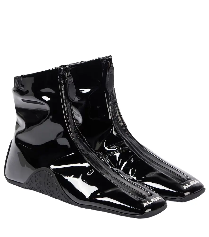 Alaia Alaïa Sneaker faux patent leather ankle boots