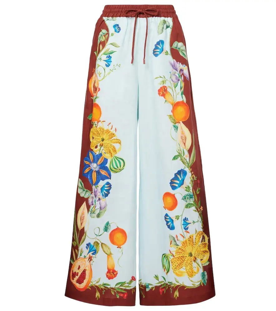 Alemais Alémais Dahlia floral linen wide-leg pants