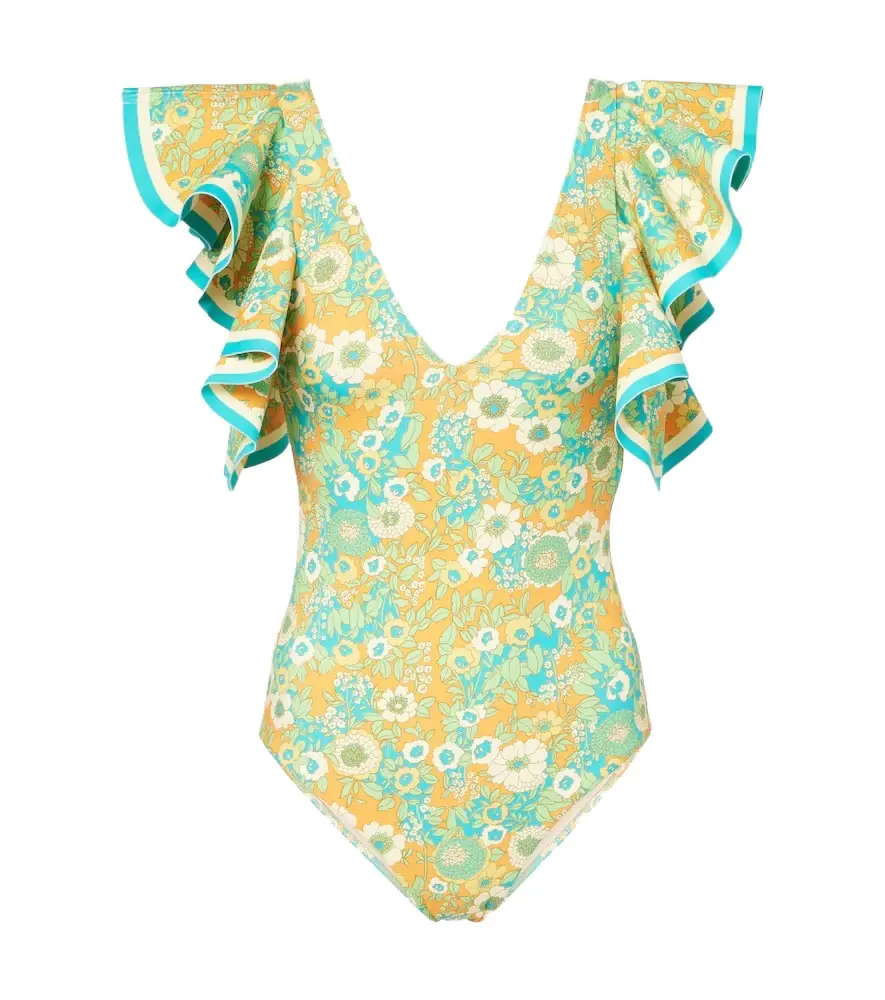 Alemais Alémais Cristina ruffled printed swimsuit