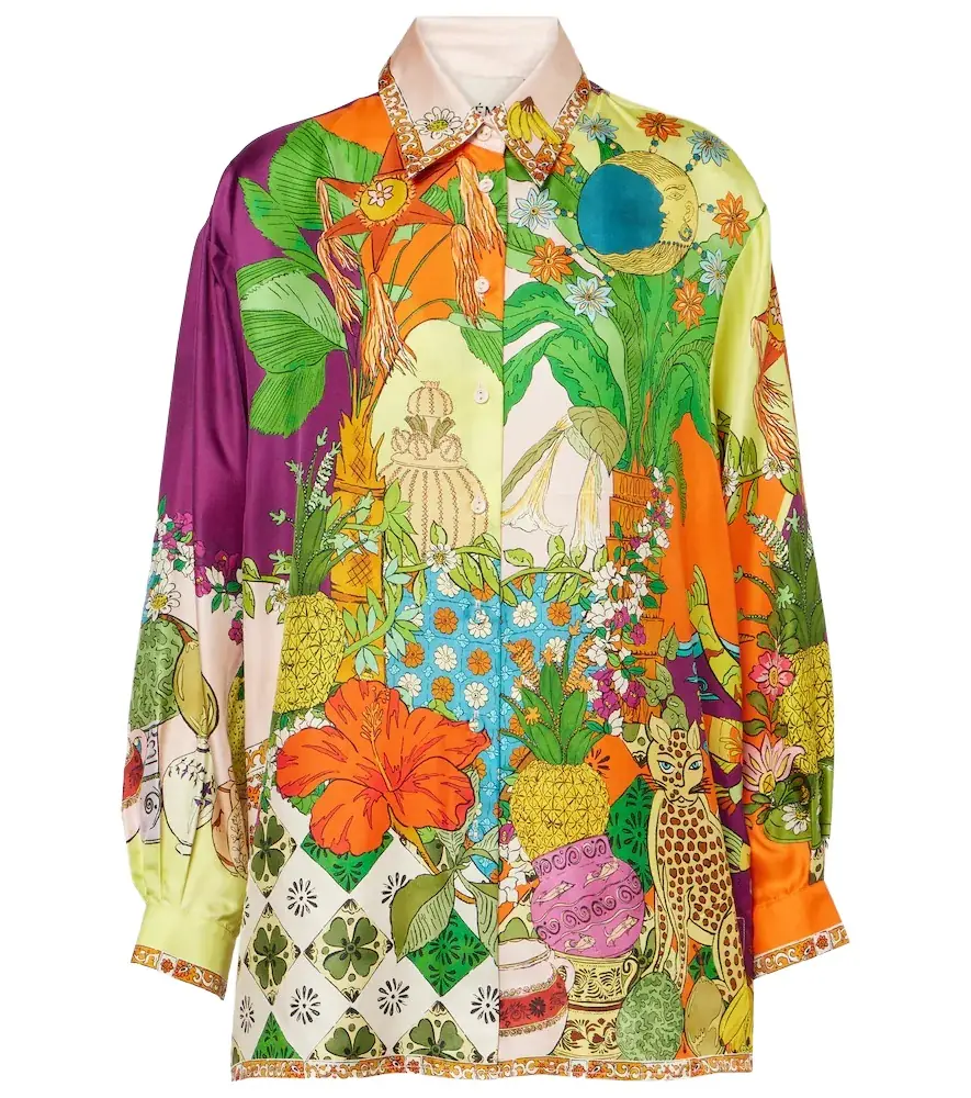 Alemais Alémais Tiger printed silk twill shirt