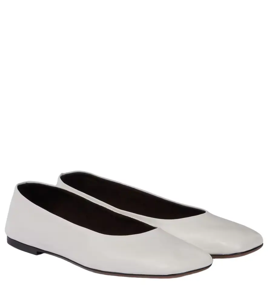 The Row Square leather ballet flats