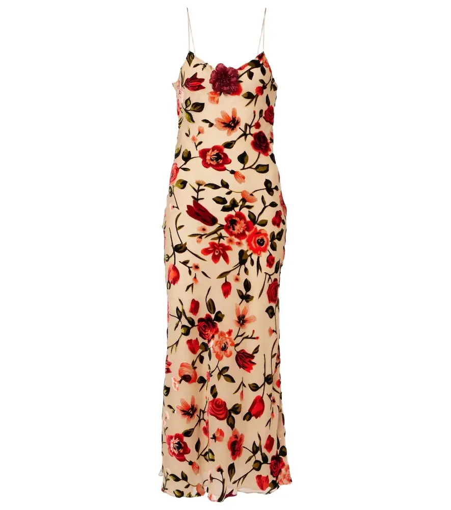 Rodarte Sheer floral velvet devoré slip dress