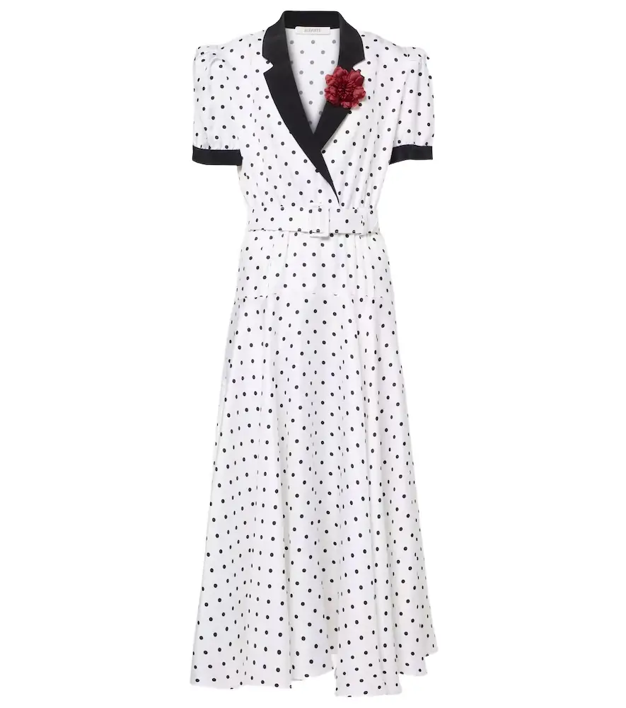 Rodarte Polka Dot silk twill midi dress
