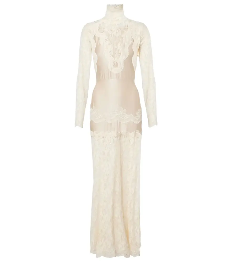 Rabanne Lace-trimmed maxi dress